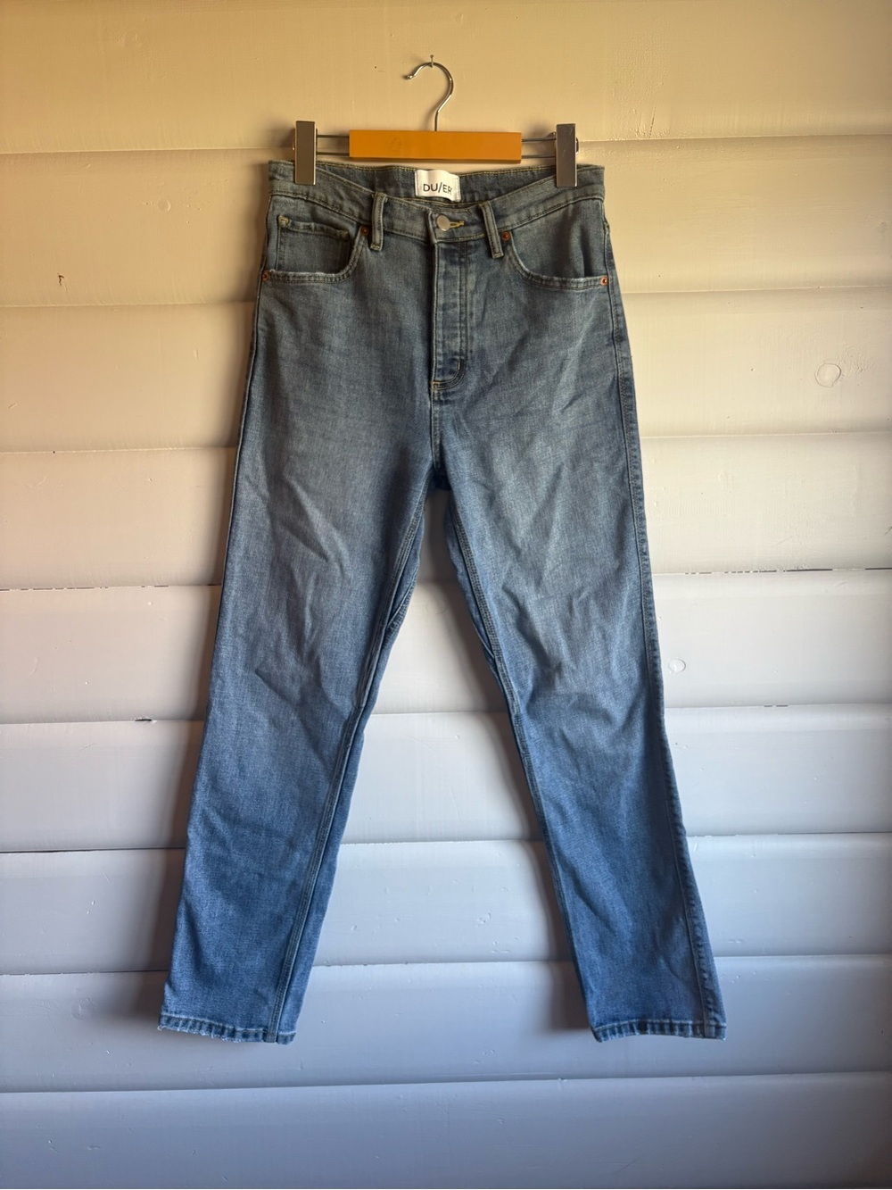 DU/ER Performance Denim High Rise Straight Leg Jeans 28x29 Button Fly